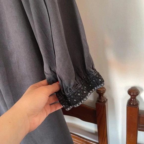 Dress 10 H&M L.O.G.G. black long sleeve boho Embroidery - Picture 5 of 6